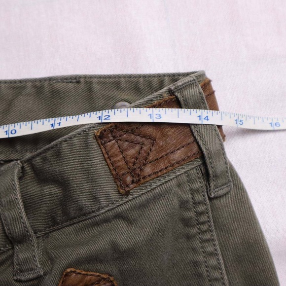 Ralph Lauren Women's Olive Green Cargo Pants Leather Trim Zipper Pockets Size 2 - Picture 12 of 14